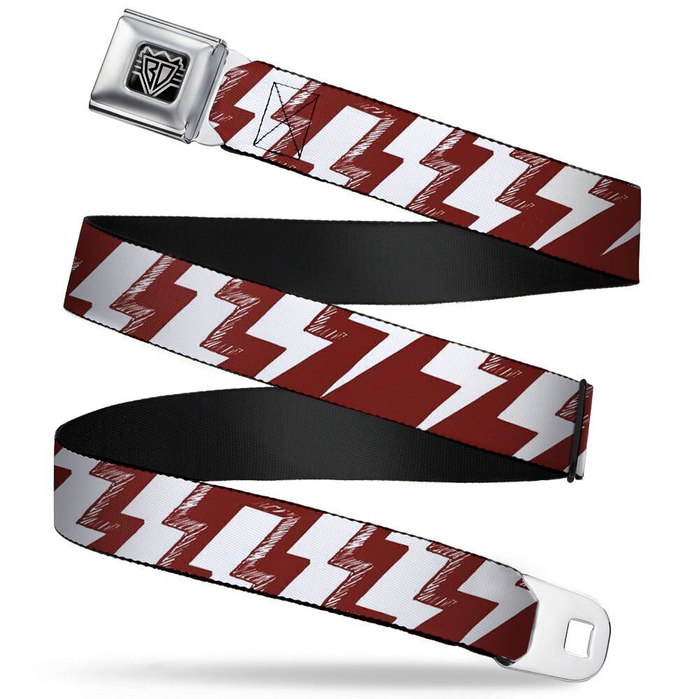 8840 Seatbelt Belt - Lightning Bolts Sketch Red/White - 1.0" Wide - 20-36